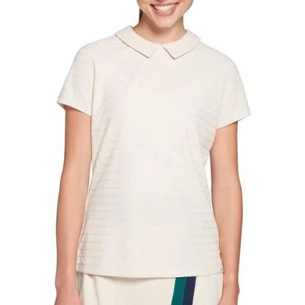 NWT Lady Hagen Women's Textured Stripe Short Sleeve Golf Polo